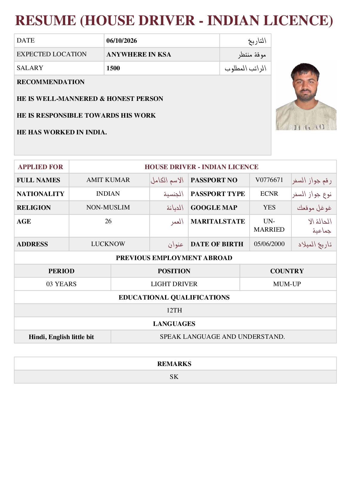 صورة السيرة الذاتية
