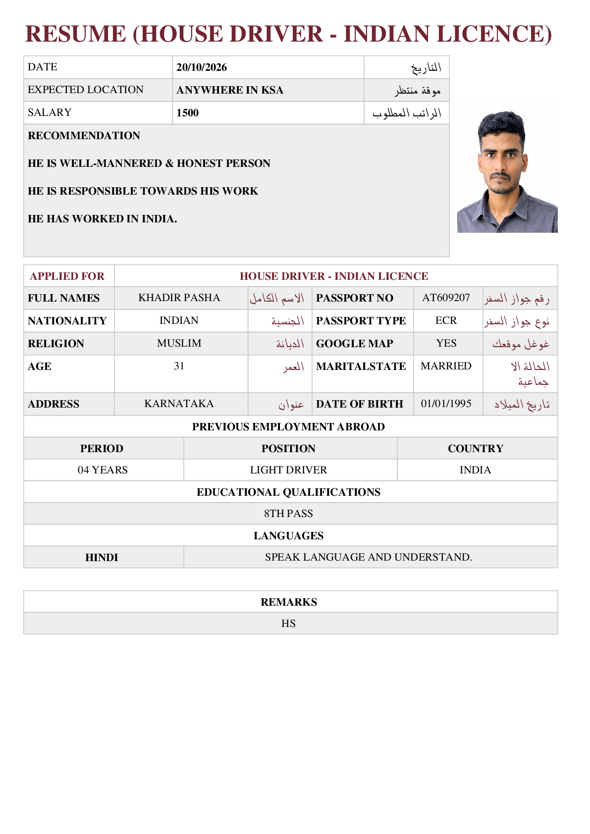 صورة السيرة الذاتية